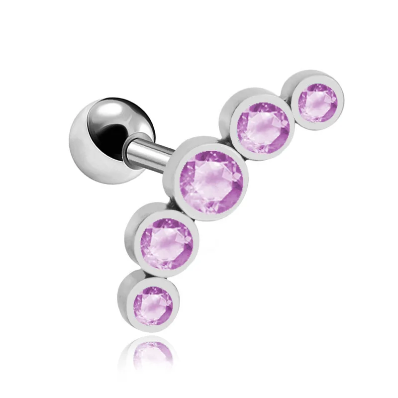 Purple 1 шт хрящевая спираль серьги-гвоздики для ушей из нержавеющей стали пирсинг кристалл аксессуары для украшения тела подарки для женщин - Окраска металла: Purple