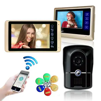 

7 Inch Wired Wifi Video Doorbell with Monitor IP Video Door Phone Intercom System Wide Angle Touch Screen Record