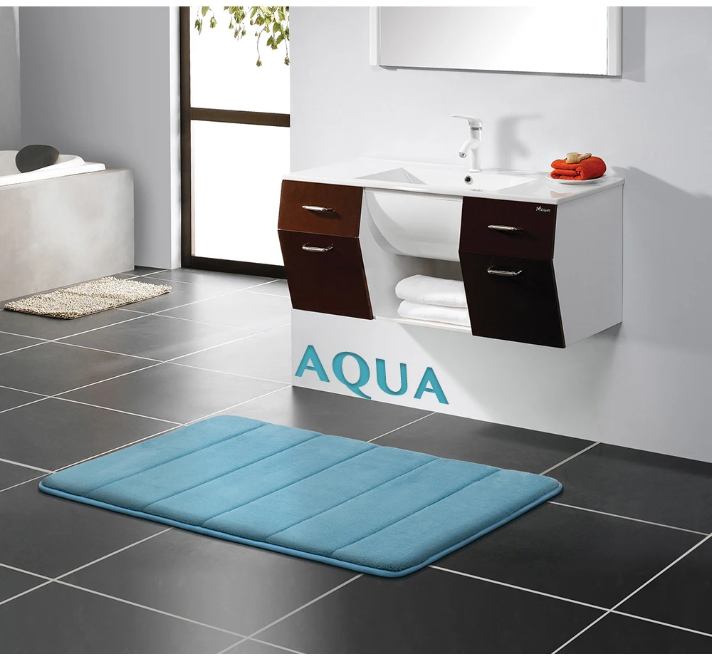 

Solid Anti-slip Bathroom mats Foam Memory Bath Mat Horizontal Stripes Carpet Toilet Tapete Water Absorption Rug 3 color 40*60cm