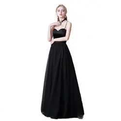Модные черные вечерние платья 2019 длинные для женщин без рукавов на шнуровке Свадебные вечерние блестящее платье