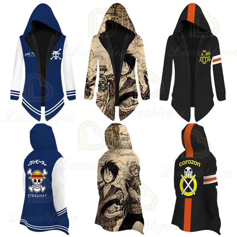 

Anime One Piece Luffy Cosplay Jacket Trench Costume Unisex Jacket Costume Hooded Cloak Halloween Carnival Cape Coat