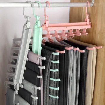

Folding Multi Layer Pants Track Pants Hangers Home Magic Pants Clip Wardrobe Multi-functional Storage Artifact Pants Rack Tool