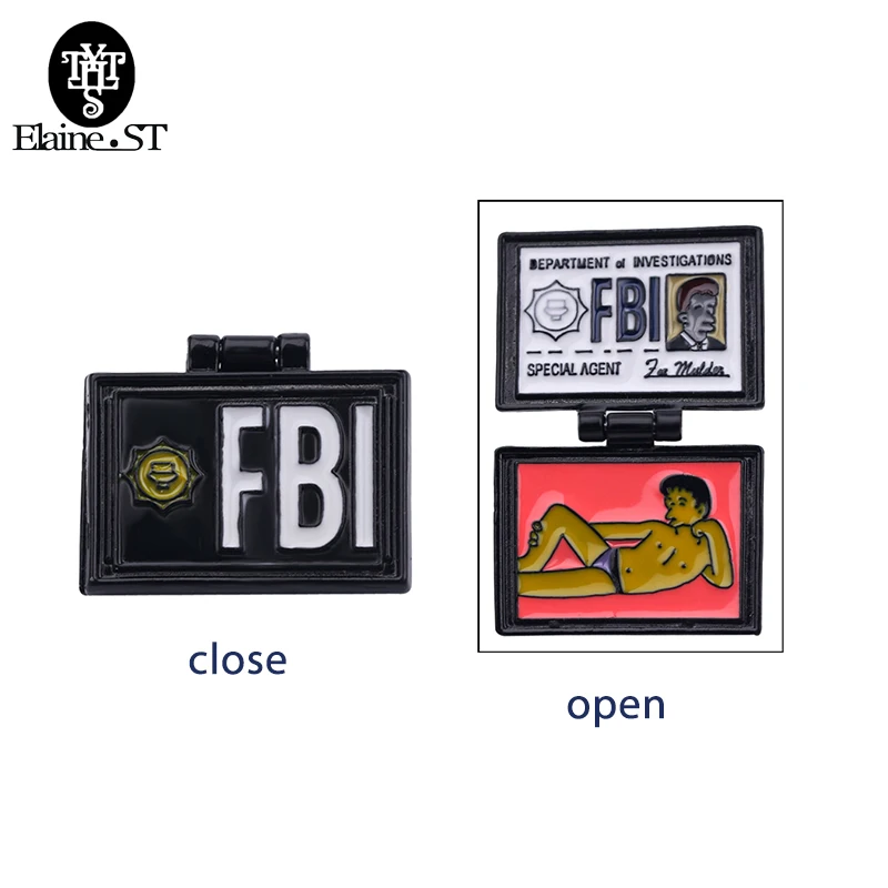 

Can open!The Simpsons Pin X-Files FBI Fox Mulder ID Card Brooches Enamel pins Lapel pins Badges X-Files Jewelry Brooches Pin