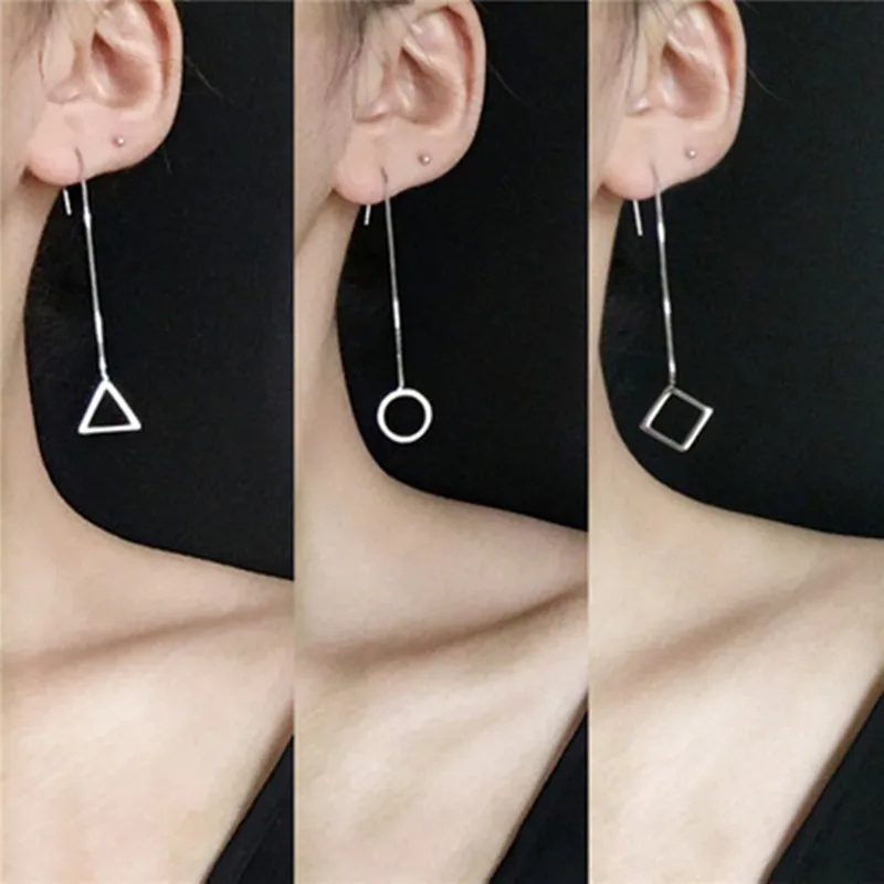 Simple temperament noble and beautiful silver tassels geometric earrings long earrings 2021 trend party wedding gift jewelry yaologe 925 sterling silver 2021 new simple trend geometric cube necklace ladies couple party fashion jewelry gift wholesale