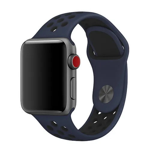 Силиконовый ремешок для apple watch band 42 мм 38 мм correa iwatch 4 3 2 44 мм 40 мм спортивный браслет pulseira apple watch аксессуары - Цвет ремешка: darkblue black