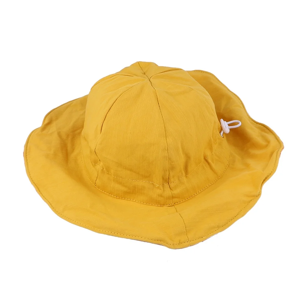

Breathable Sun Hat Double-sided Sunscreen Hat Cotton Sun Protection Cap Lovely Fisherman Hat for Kids Children (Yellow)