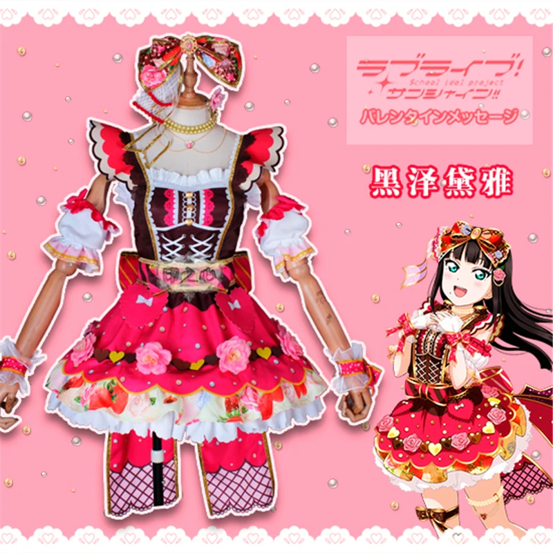 Anime Liefde Live Sunshine Kurosawa Dia Chocolade Valentijnsdag V3.0 Jurk Cosplay Kostuum Lolita Halloween Cos Uniform H Anime Liefde Live Sunshine Kurosawa Dia Chocolade Valentijnsdag V3.0 Jurk Cosplay Kostuum Lolita Halloween Cos Uniform H
