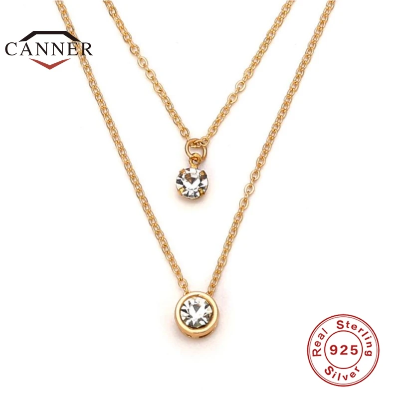 

CANNER 925 Sterling Silver Fashion Exquisite Crystal Charm Pendant Necklace for Women Choker Necklaces Fine Jewelry Collares