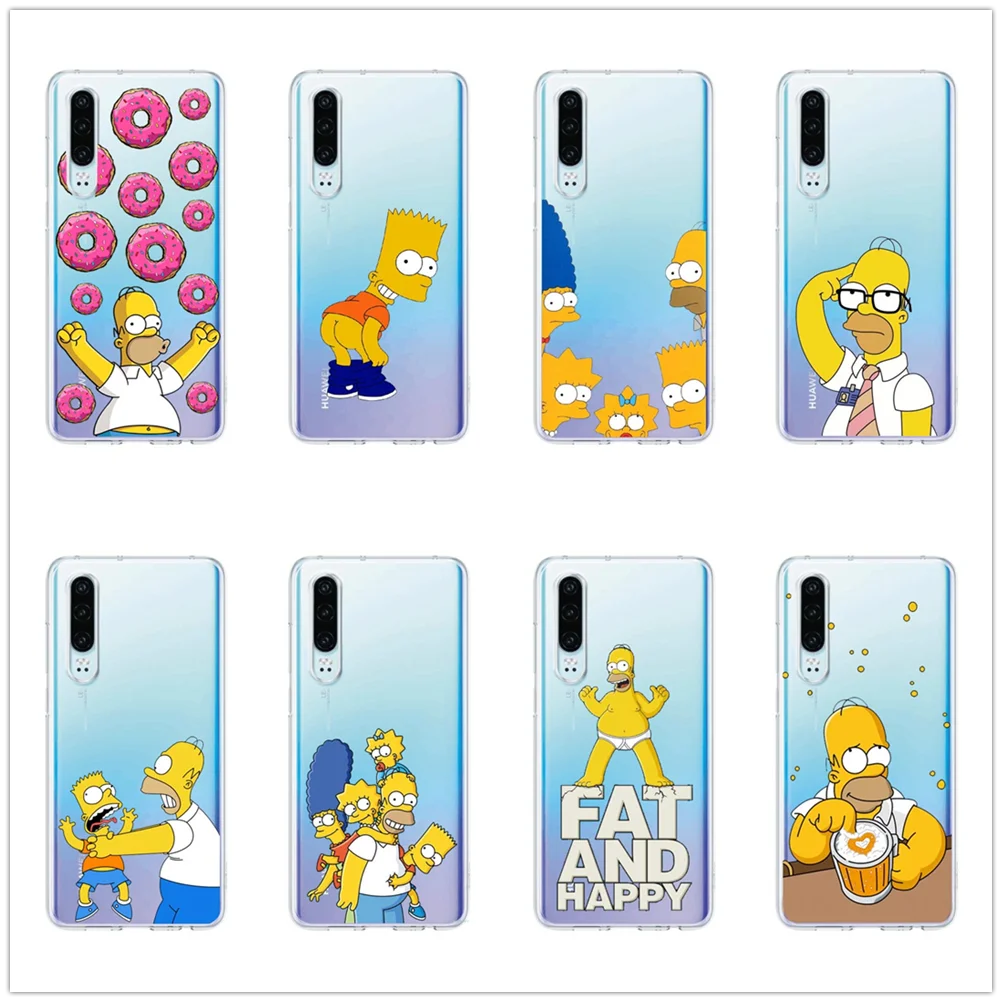 Милый Забавный Мягкий силиконовый чехол для телефона с изображением simpsons huawei P8 P9