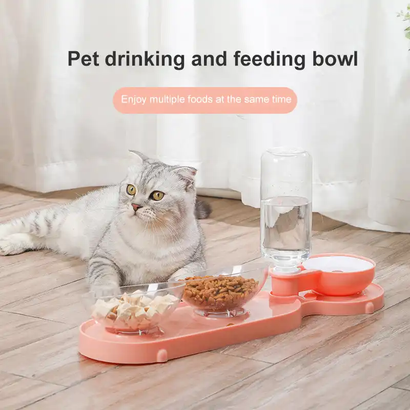 3 En 1 Chat Bol Pour Animaux De Compagnie Chien Abreuvoir Mangeoire Distributeur De Nourriture Automatique Abreuvoirs Conteneur Pour Aliments Bol D Eau Pour Chats Aliexpress