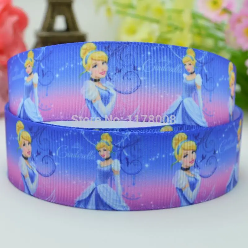 7/" 22 мм принцы Золушки напечатаны корсажная лента, бант для волос DIY материалы для одежды ручной работы OEM 50 ярдов