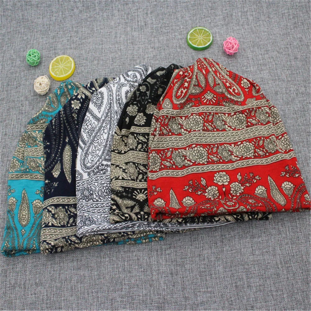 

New Spring Autumn Cashew Flower Head cap Collar Bib Beanies Caps Cotton Hats 3 Ways Wearing Stylish Bonnets