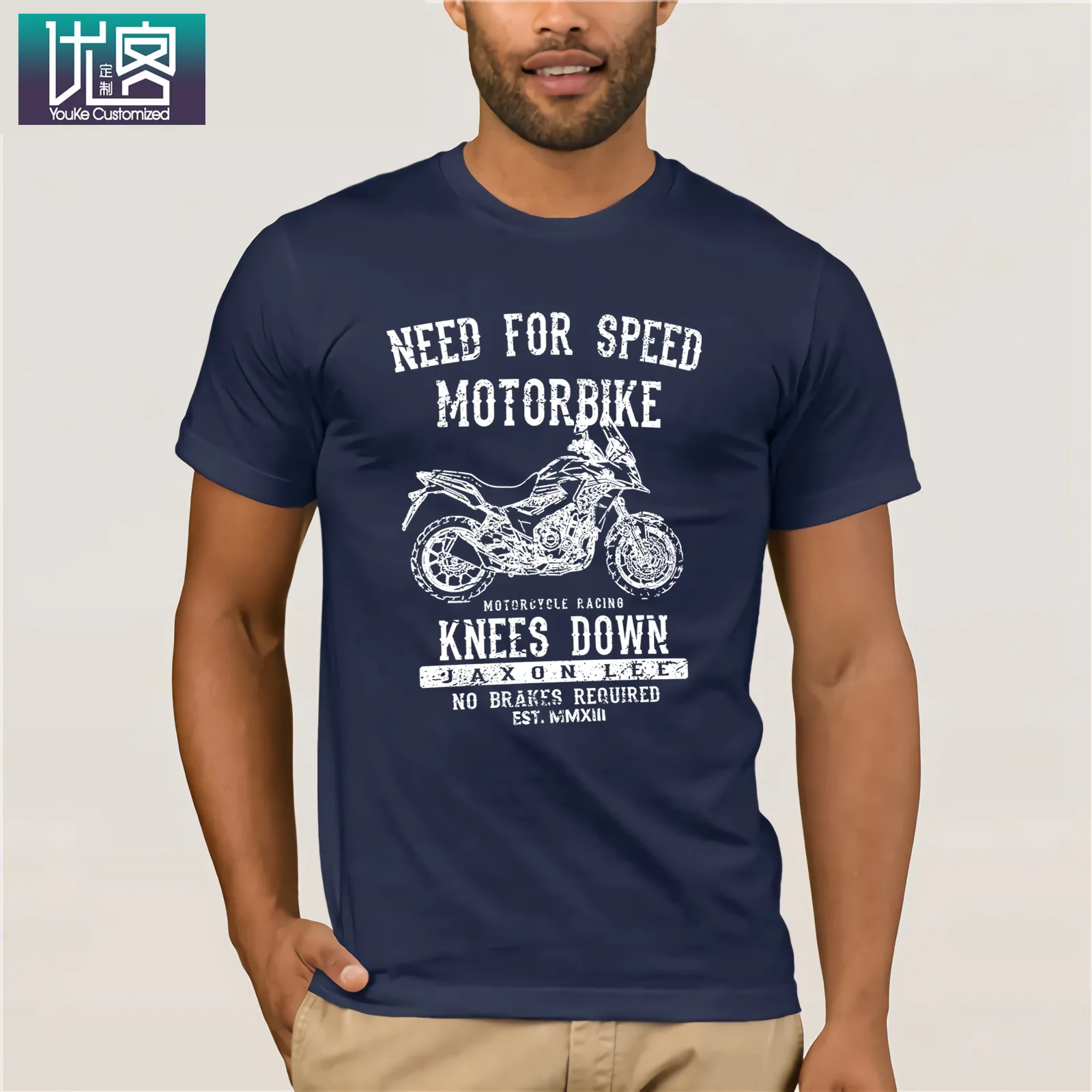 Скорость Cb500x мотоцикл искусство Футболка Одежда популярная футболка Crewneck хлопок тройники удивительные короткий рукав уникальный для мужчин топы - Цвет: navy