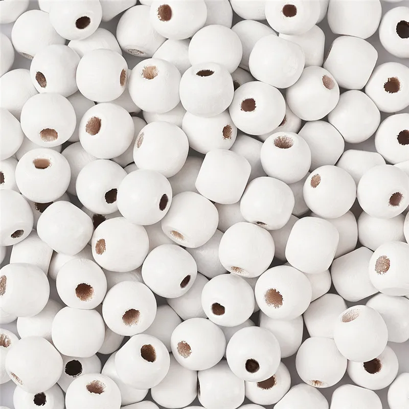 

pandahall 1 bag 10mm 12mm Round Dyed White Wood Beads Spacer Beads for Jewelry Making DIY Bracelet Necklace Findings