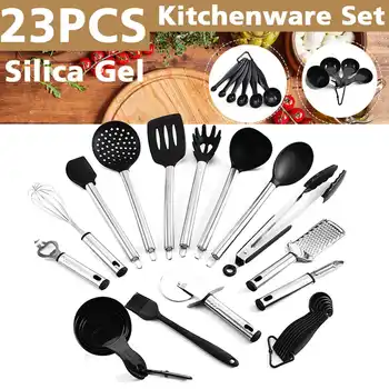 

23pcs Silicone Soup Spoon Spatula Brush Scraper Pasta Server Egg Beater Kitchen Utensils Cooking Tools Kitchenware Set