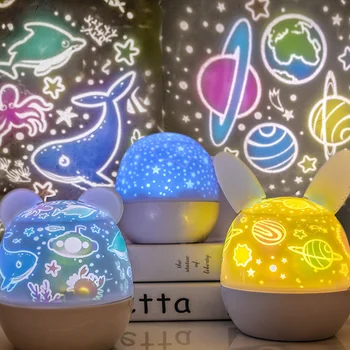 

Spot 360 Rotation Starry Sky Projector Night Light with Music Box and 6 Projection Films for Kids Bedroom Nursery Decor Best