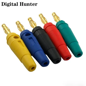 

5Pcs Gold Nickel Plated 4mm Solderless Side Stackable Banana Plug Connector