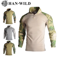 Camiseta del ejército para hombres, camisa de combate militar SWAT Soldiers, camisas de camuflaje de manga larga, Paintball con almohadilla para el codo, 8XL