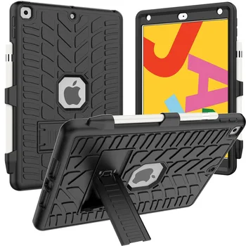 

TPU+PU Case for Apple iPad 10.2 2019 Anti-fall Shockproof Smart Stand Cover for iPad 7 7th 10.2 Tablet Protective Case+Film+Pen