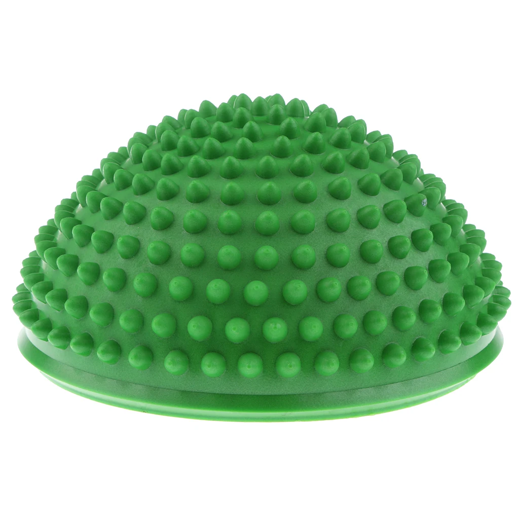 Green Yoga Half Ball Dome Balance Trainer Anti-Slip Hedgehog Exercise Balance Ball Agility Training for Gym Yoga Pilates