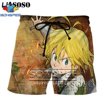 3d принт, мужские и женские длинные спортивные штаны, зимние шорты, аниме, повседневные, Nanatsu No Taizai The Seven Deadly Sins jogger shorts D08