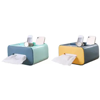 

2 Pcs Plastic Tissue Box Remote Control Storage Tissue Box Dust-Proof Tissue Storage Box, Sky Blue & Ocean Blue