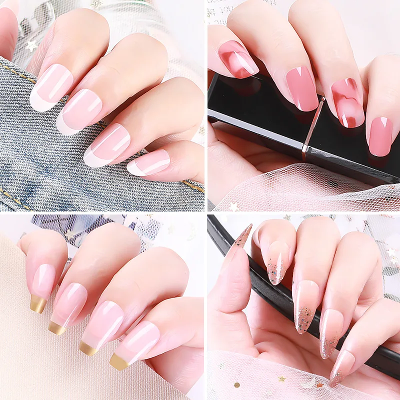 

24 Pcs False Nails Wearable Fake Nails Gradient French Tips Glitter Artifical Nails Hit Color Coffin Nails Nail Art Tools