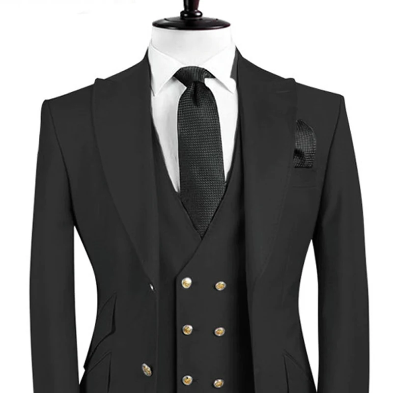 Tailor Made Slim Fit Men Suits for Wedding Groom Tuxedo 3 Piece Peaked Lapel Ivory Set Jacket with Pants Vest Male Fashion