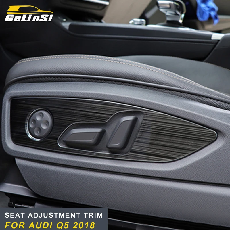 GELINSI for Audi Q5 FY Car Interior Accessories ABS Seat Adjustment Button Switch Panel Trim Cover Sticker Frame Chrome