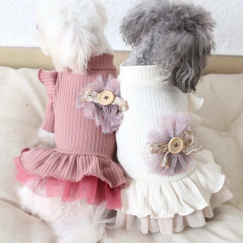 Autumn and Winter Newest Style Wild Pit Skirts Multi Colors Xs-xl Sizes Pet Clothes with Bow Decor Beauty Dog Costumes |