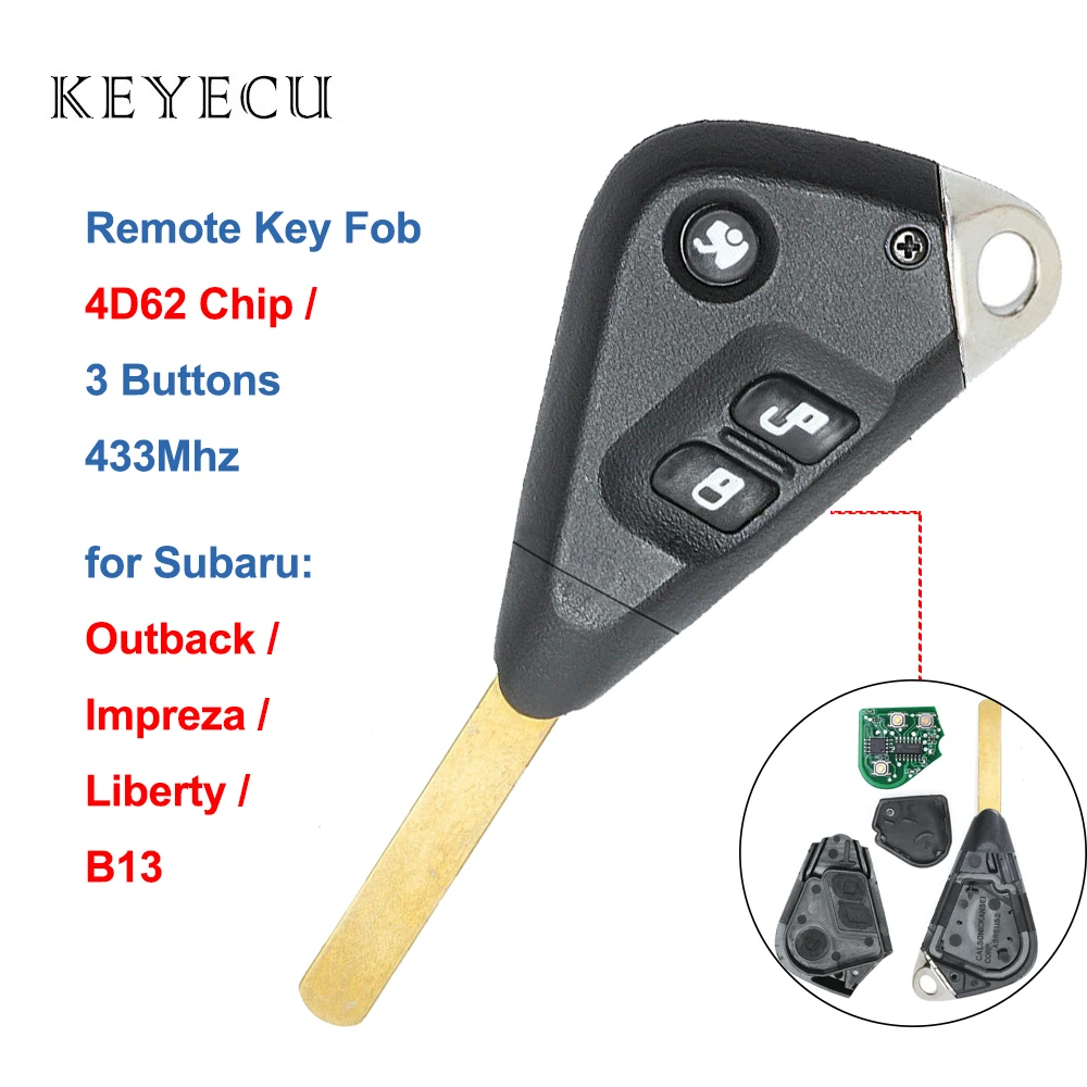 Keyecu Replacement Remote Car Key Fob 3 Buttons 433mhz With 4d60 4d62 Chip For Subaru Outback Impreza Liberty B13 Car Key Aliexpress