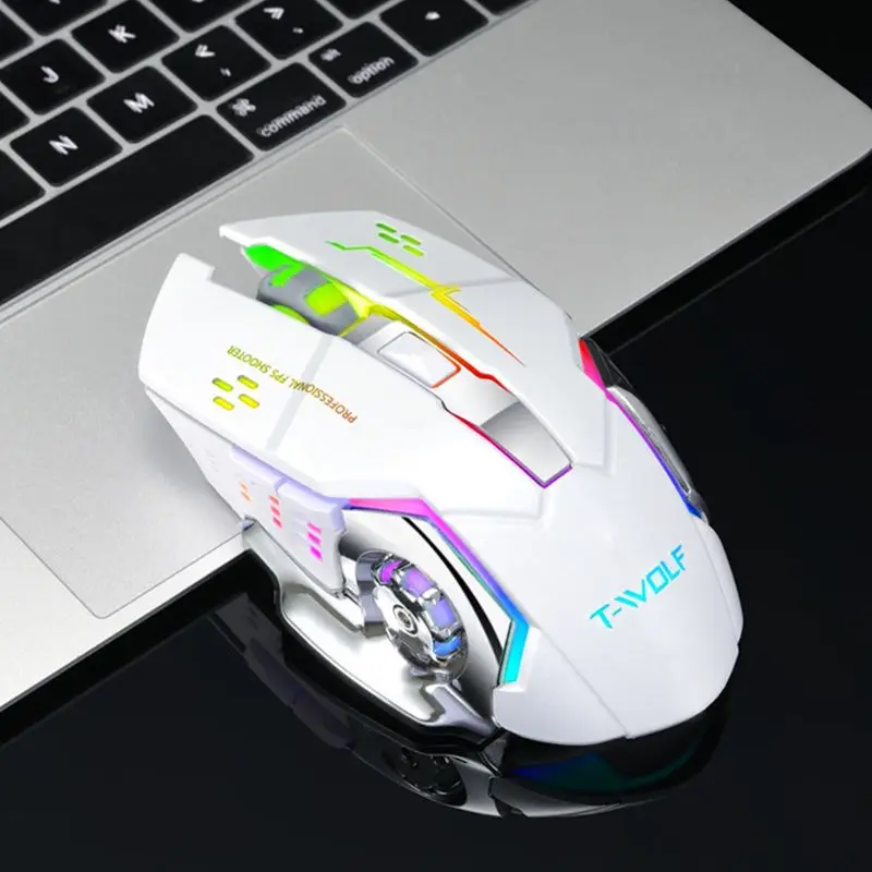 Q13 2 4GHz Wireless Mouse LED Rechargeable Silent Backlight Game 2400DPI Mouse E65A 5