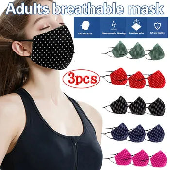 

Adult Women Man Cotton Dot Print Masks Anti-pollution 3pcs Face Masks Reusable Reusable Face Mask Fashion Washable Mask Masque