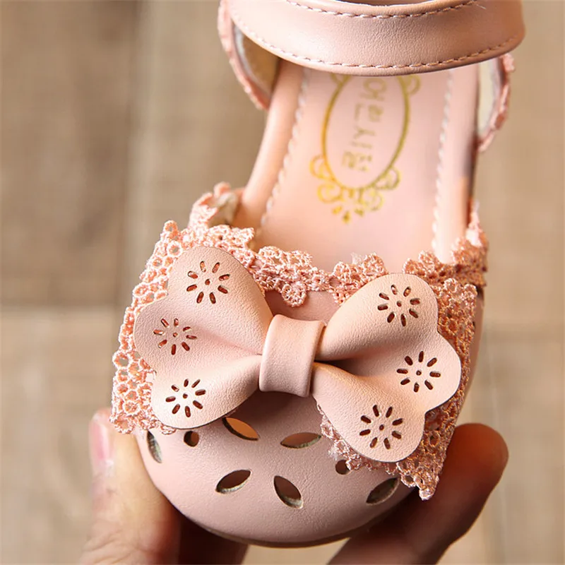 Summer Kids Shoes Fashion Leathers Sweet Children Sandals For Girls Toddler Baby Breathable Hoolow Out Bow Shoes for girls