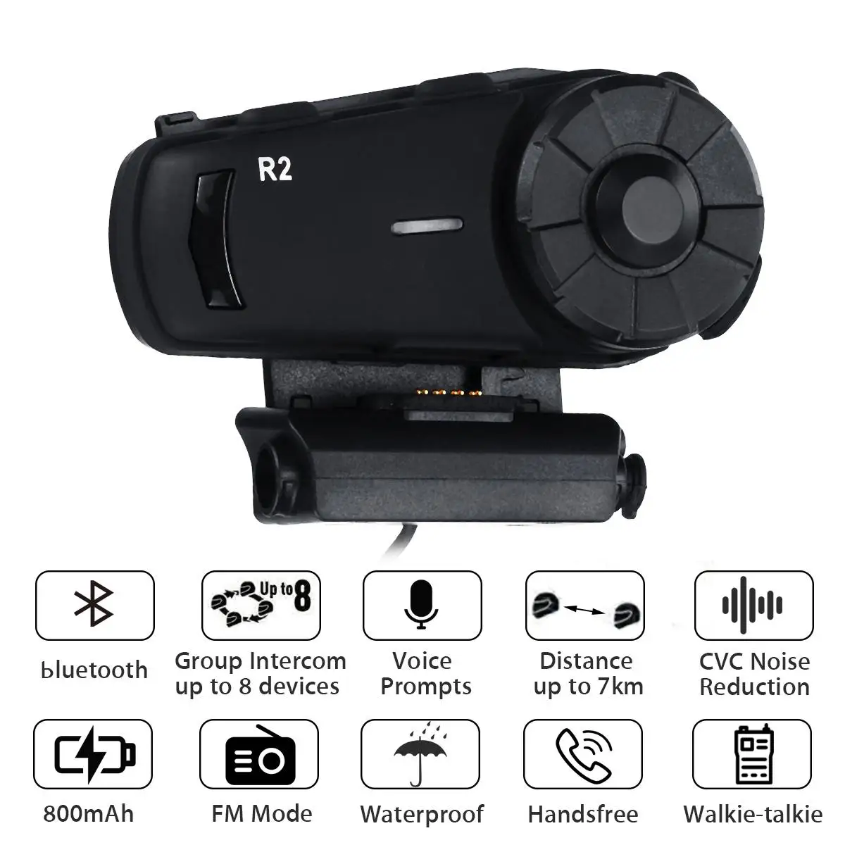 R2 Pro мотоциклетный шлем домофон мотоцикл Беспроводная bluetooth-рация гарнитура Водонепроницаемый BT переговорные+ FM для 8 гонщиков