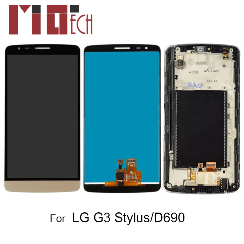 

LCD Display For LG G3 Stylus D690 D690N D693n D693 Touch Screen Digitizer Assembly Replacement Black White Gold with Frame 5.5