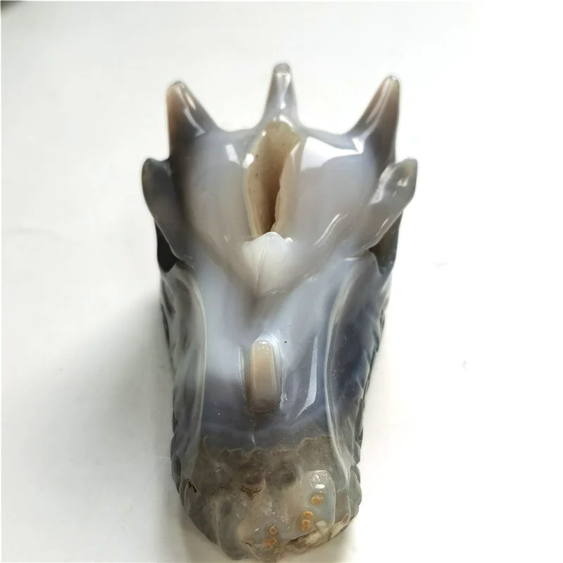 Натуральный агат geode Кристалл череп ручной резной агат драгоценный камень Дракон Череп для украшения дома XSY