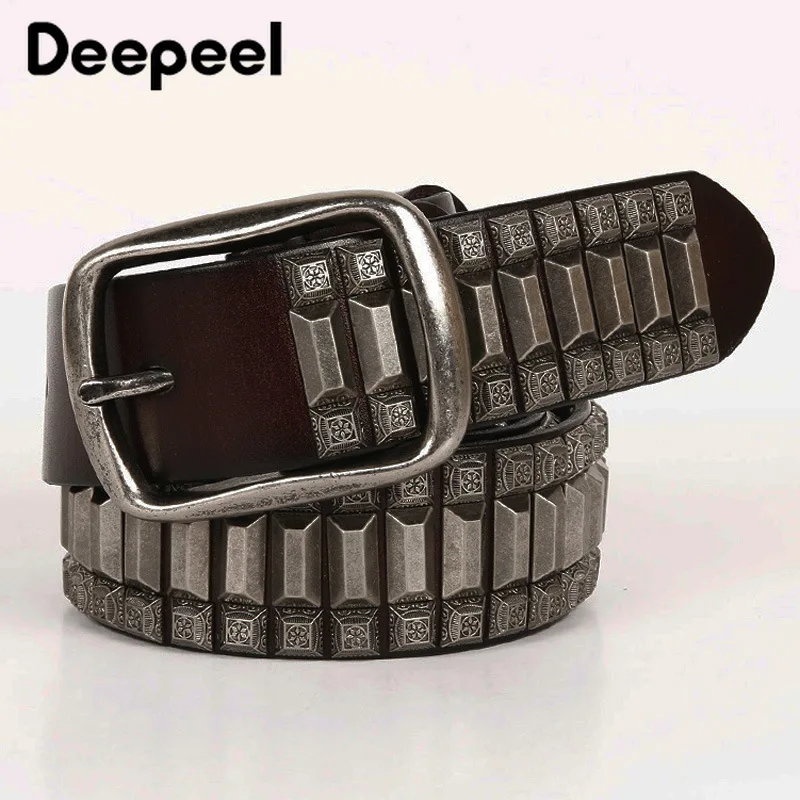 Deepeel 1 шт. 3,8 см* 105-125 см ретро заклепки хип-хоп первый слой кожа металлическая пряжка нейтральный ремень панк джинсы аксессуары YB361