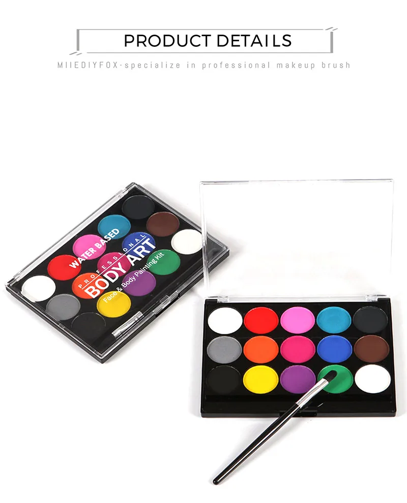 15Colors Professional Face&body Art Painting Kit Non Toxic Water Paint Oil With Brush For Christmas Halloween Carnival Party Art