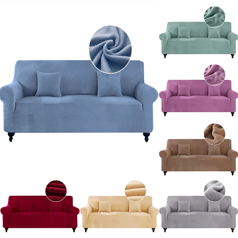 Plush L Shaped Sofa Cover For Living Room Elastic Furniture Couch Slipcover Washable Chaise Longue Corner Stretch | Дом и сад