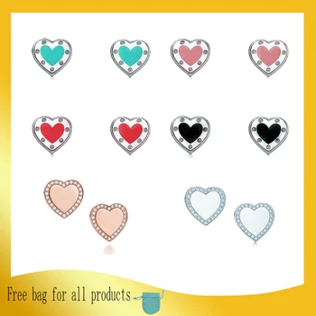 

Ladies Earring Jewelry Heart-shaped Enamel accessories fashion Silverware Stud 925 Sterling silver Valentine's Day gift