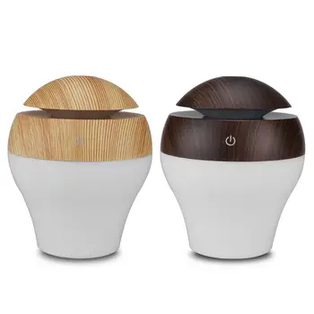 

250ml Cute Mini Trophy Shape Electric Air Humifier with 7 Colorful LED Night Light Wood Grain USB Ultrasonic Mist Maker