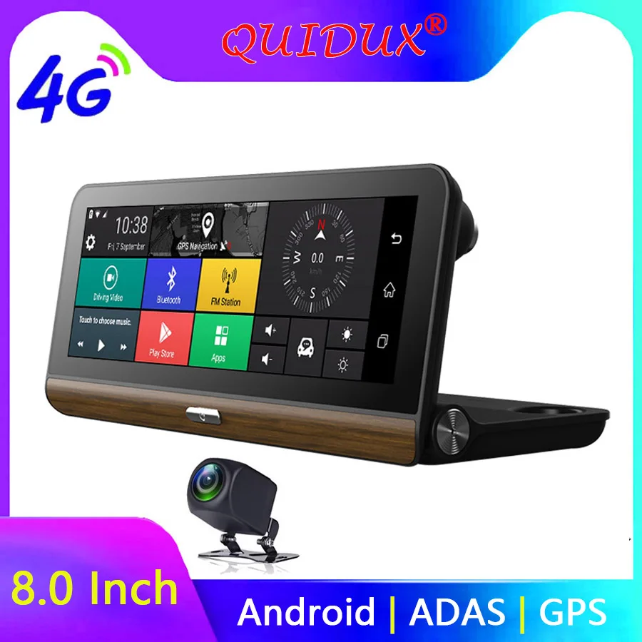 Автомобильный видеорегистратор QUIDUX " ips, gps, 4G, Android, ADAS, Full HD, 1080 P, видеорегистратор с двумя объективами, Автомобильный видеорегистратор с функцией ночного видения и дистанционным монитором