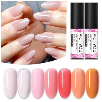 

1 Bottle PICT YOU 5ml Jelly Gel Polish Pink White Colorful Bling Sequins Semi-transparent Soak Off UV Gel