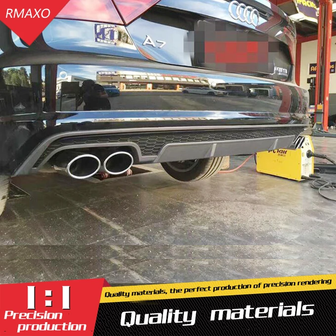 For Audi A7 S7 Body kit spoiler- For Audi A7 RS7 ABS Rear lip rear spoiler front Bumper Diffuser Bumpers Protector