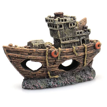 

Resin Mini Pirate Ship Reptile Hideout Cave Decoration Fish Tank Aquarium Resin Decoration l