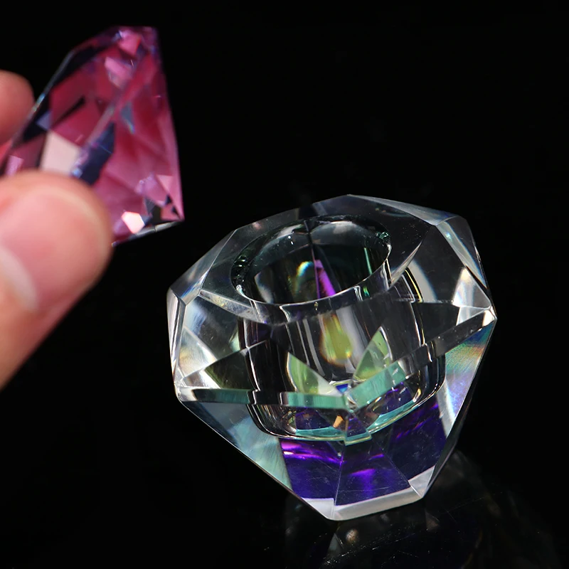 Rainbow Crystal Glass Acrylic Acrylic Powder Liquid Nail Cup Dappen Dish Lid Bowl Cup Holder Equipment 30Styles