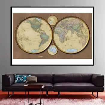 

The World Map DIY Decoration Map 2x4ft Vintage Wall Decor Canvas Painting HD World Map For Living Room Bedroom Wall Decor
