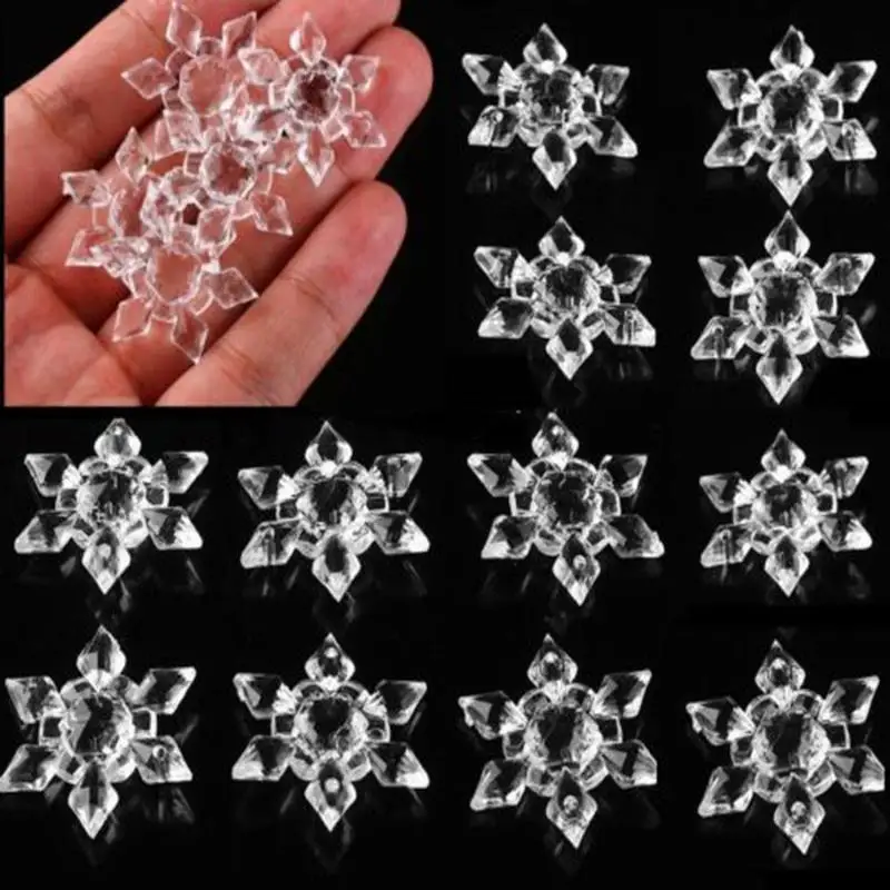 

acrylic snowflake 12pc Artificial clear Flower Wedding Party Decoration Accessories