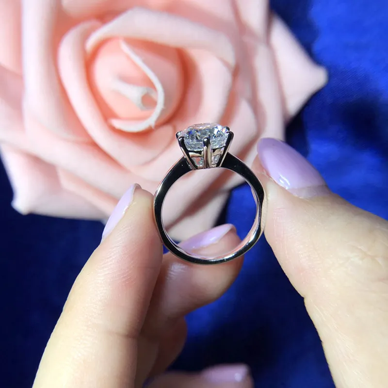 Настоящее натуральное Муассанит 2ct карат Кольца для женщин обручальное S925 Серебряное кольцо с покрытием PT950 D Цвет VVS1 ясность невесты ювелирные изделия